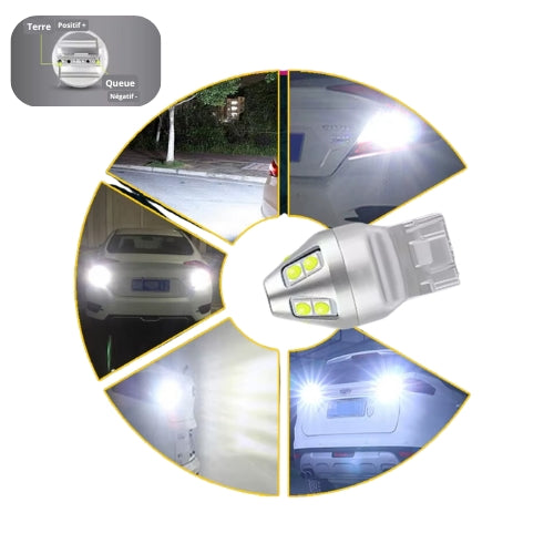 Ampoules LED T20 W21W - Feux de position & recul - 2 pièces Donicars