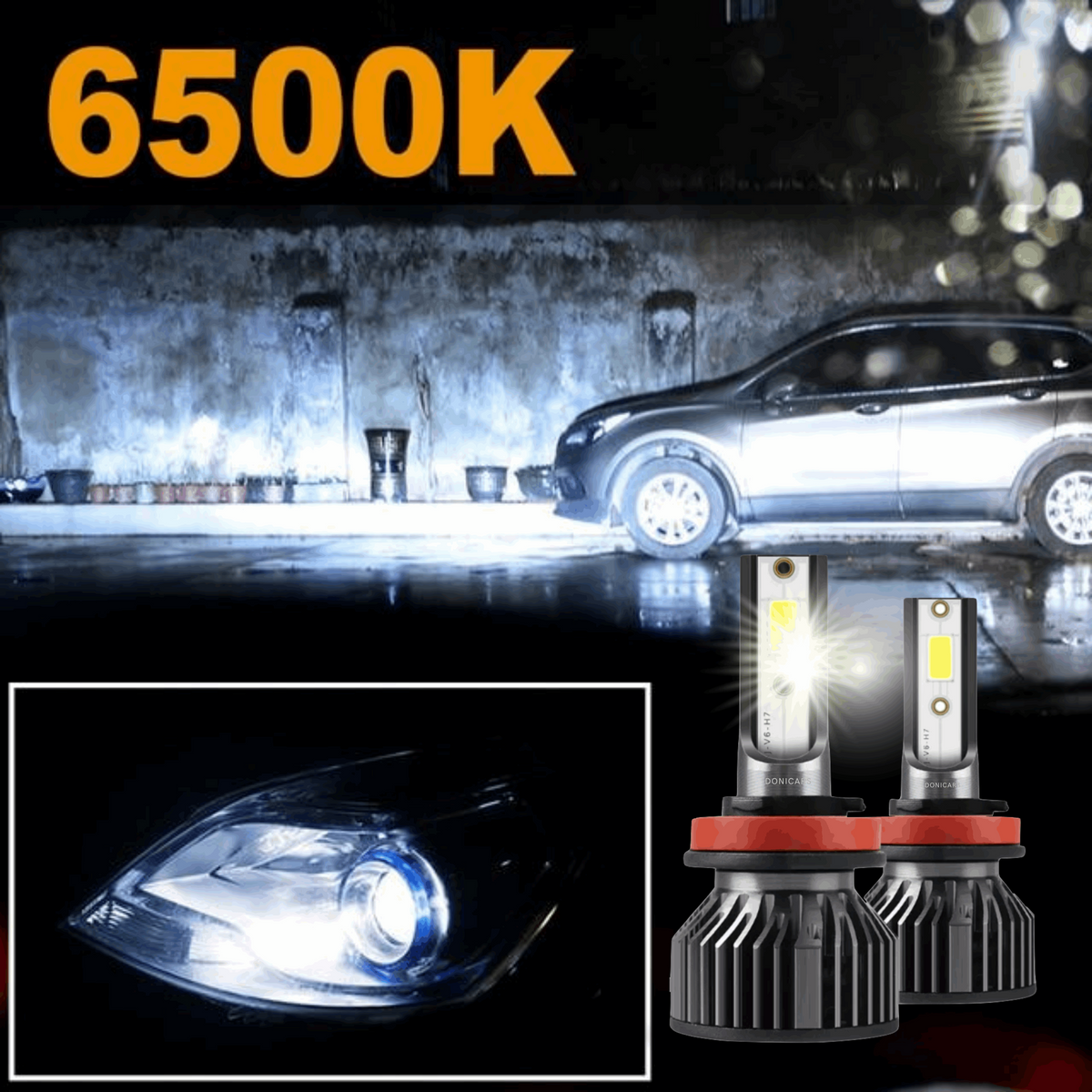 Kit Ampoules LED H4 Blanc pur 6500K Phares avants 72W - Donicars