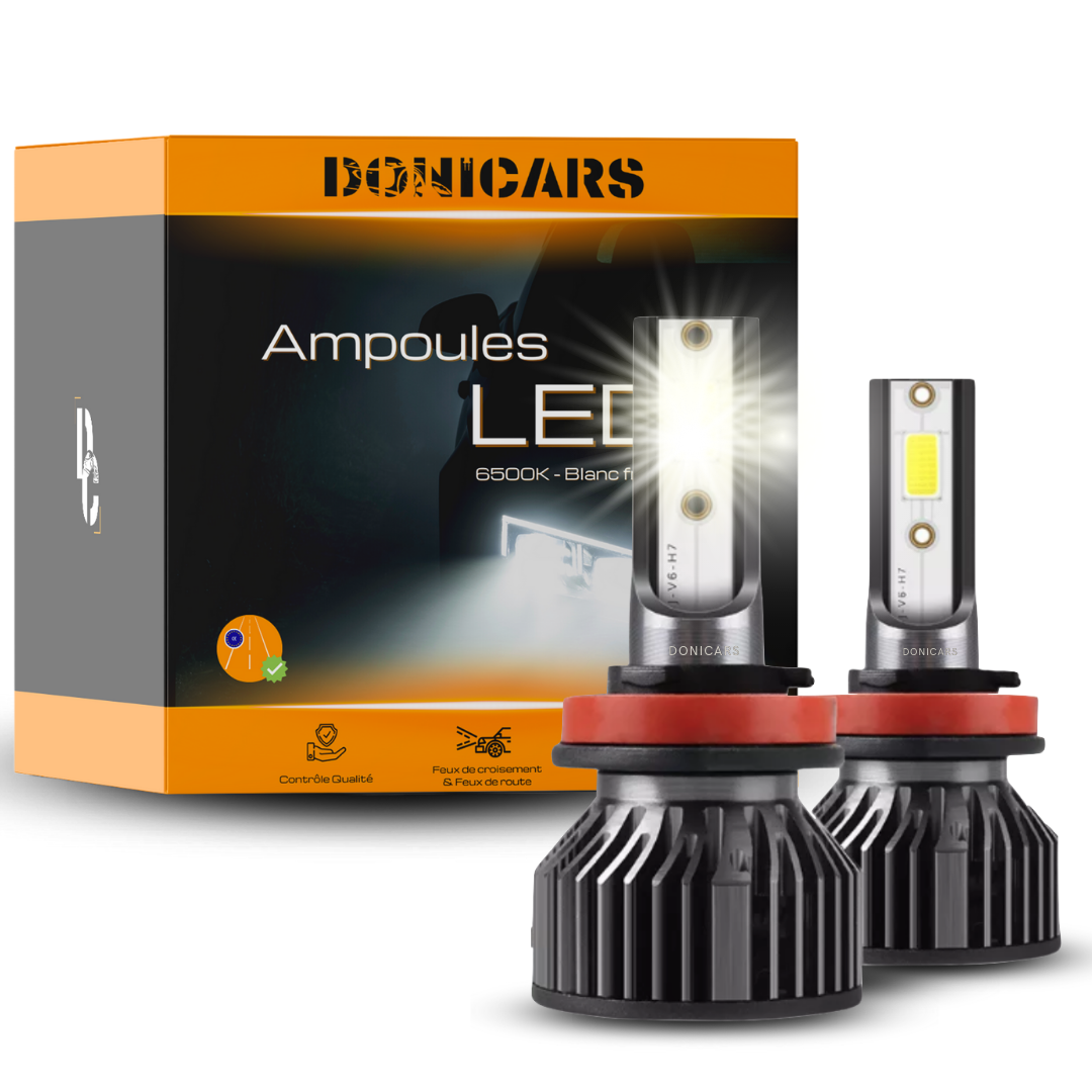 Ampoules LED Véhicule - Blanc pur 6500K (X2) Feux avants - Donicars