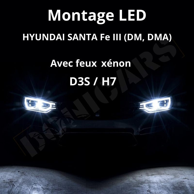 Montage Ampoules LED HYUNDAI SANTA Fe III (DM, DMA) D3S/H7 - Guide ...