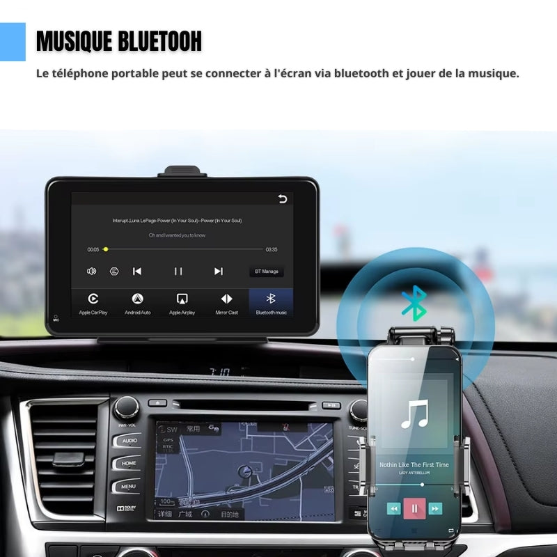 Écran CarPlay 7 Pouces Multifonction avec Android Auto | Bluetooth 5.0, HD IPS et Installation Facile Donicars