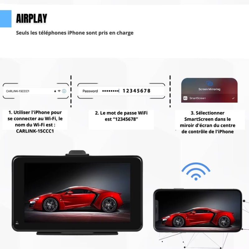 Écran CarPlay 7 Pouces Multifonction avec Android Auto | Bluetooth 5.0, HD IPS et Installation Facile Donicars