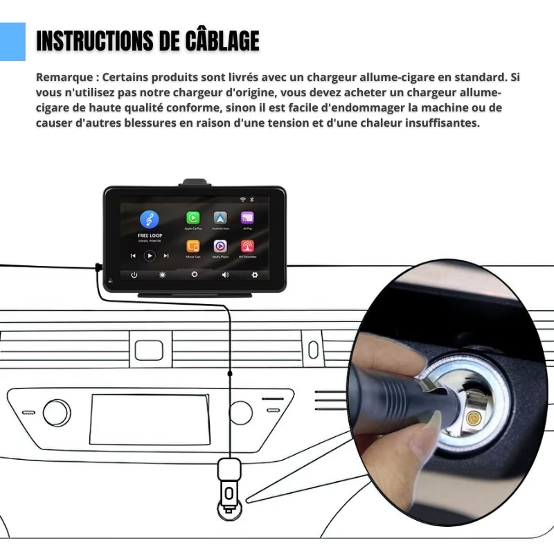 Écran CarPlay 7 Pouces Multifonction avec Android Auto | Bluetooth 5.0, HD IPS et Installation Facile Donicars