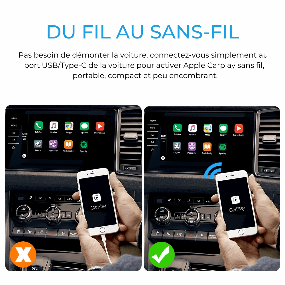 Boîtier CarPlay Mini Bluetooth pour iPhone : Audi, Citroën, Mercedes,  Peugeot, Renault, Volvo, Volkswagen & Plus(2017 et +)
