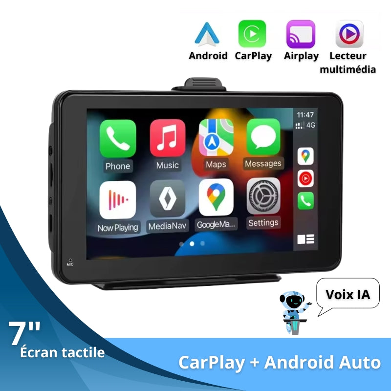 Écran CarPlay 7 Pouces Multifonction avec Android Auto | Bluetooth 5.0, HD IPS et Installation Facile Donicars