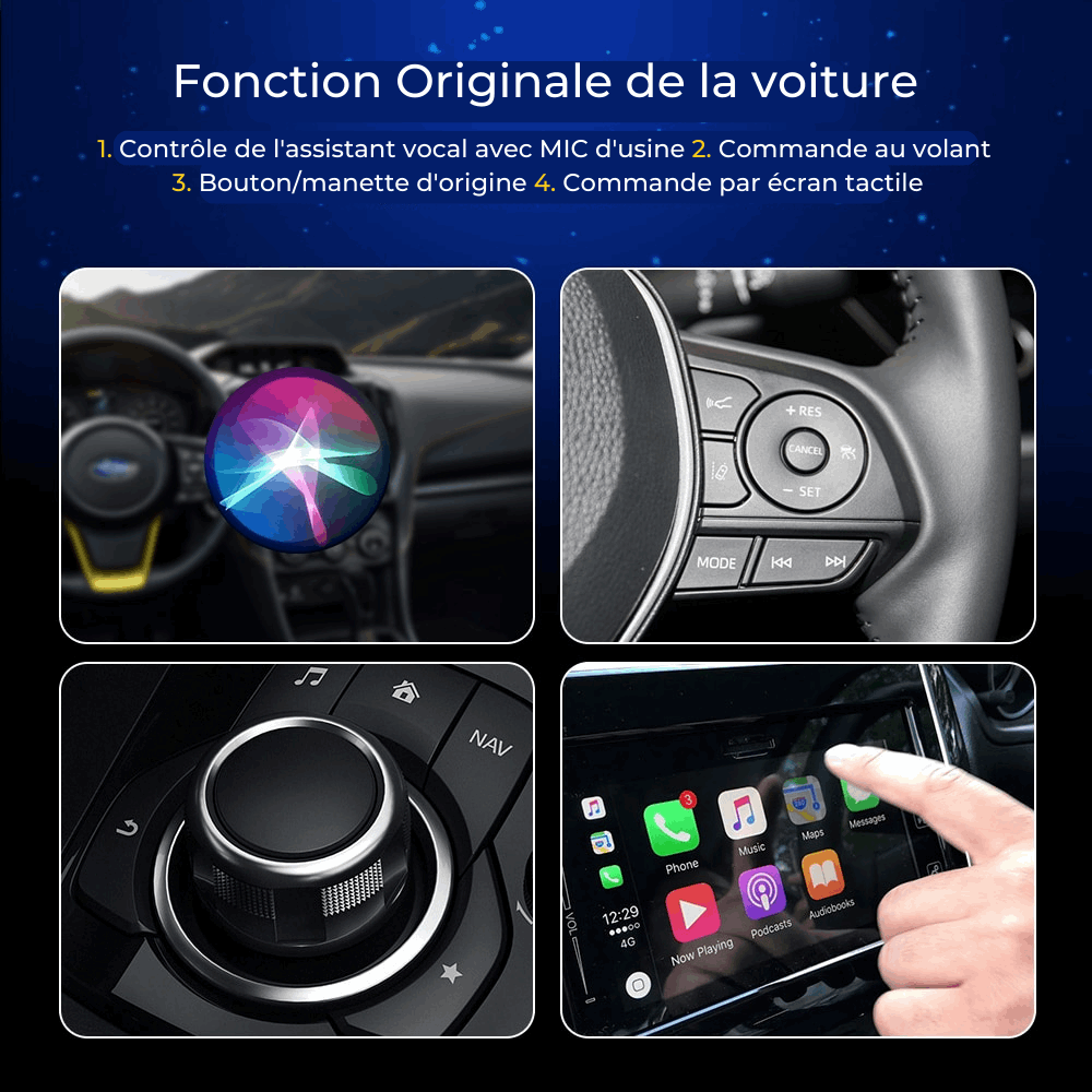 Boîtier CarPlay Mini sans fil : Connectez sans effort votre Audi, Mercedes, Volvo, Volkswagen, etc. avec Bluetooth, connexion automatique sans fil, recharge et Siri sous iOS15 Donicars