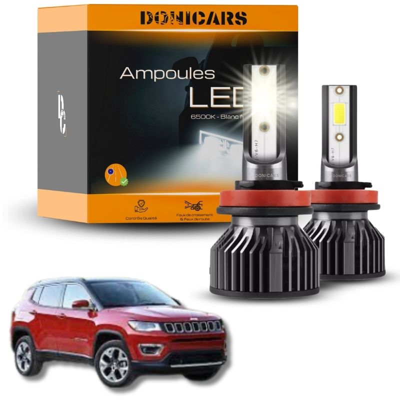 Pack Ampoules LED H8 H9 H11 Jeep Compass 2 (2016 à 2023) - Kit LED Donicars