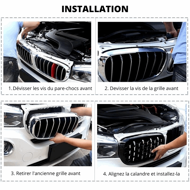 Grille de Calandre BMW Série 5 2010-2016 Style Diamant ABS Donicars