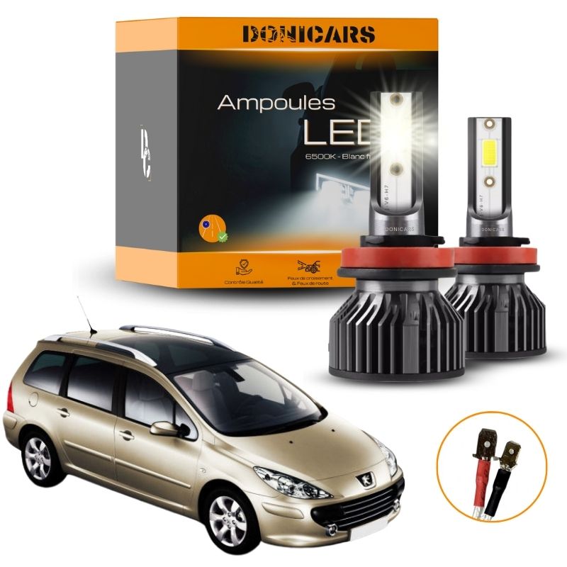 Pack Ampoules LED H1 Peugeot 207 SW (2007 - 2013)  - Kit LED Feux de route Donicars