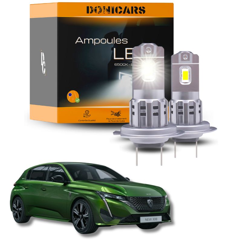 Pack Ampoules LED H7 Peugeot 308 II (2013 à 2023) - Kit LED Type Halogène Donicars