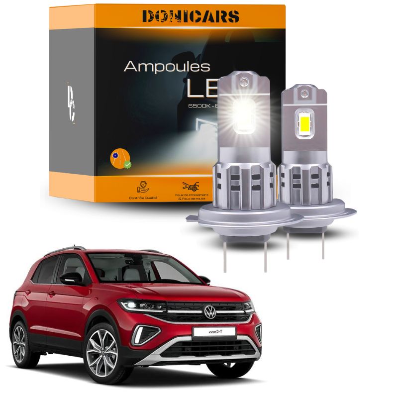 Pack Ampoules LED H7 Type Halogène Volkswagen T-Cross (2019 à 2023) - Kit LED Feux de croisement Donicars