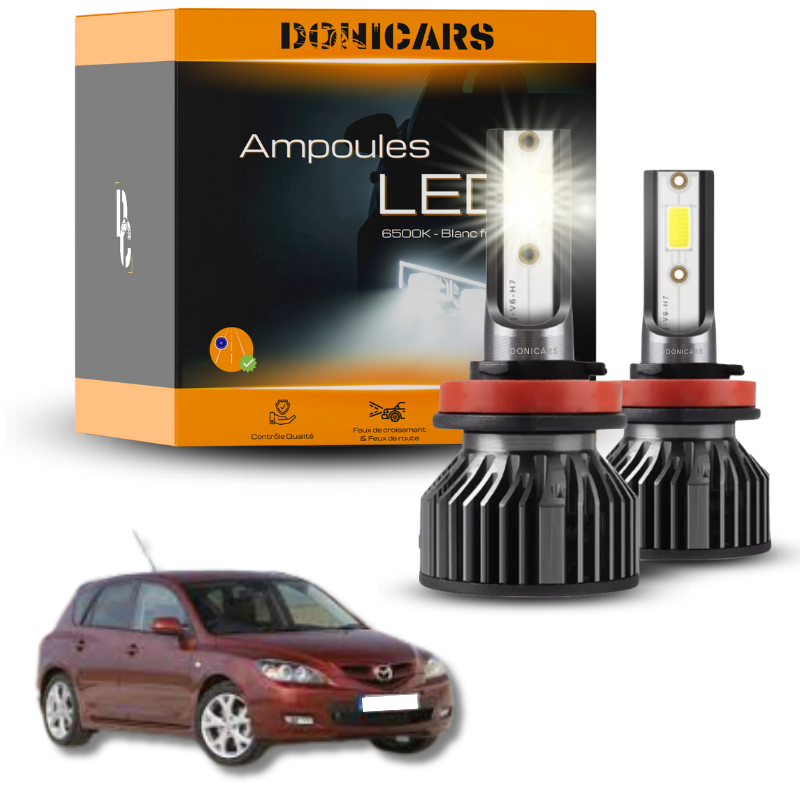 Pack Ampoules LED H7 Mazda 3 phase 1 (2003 - 2009)  - Kit LED Donicars