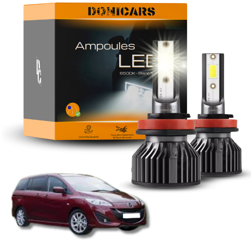 Pack Ampoules LED H11 Mazda 5 phase 2 (2010 à 2016)  - Kit LED Donicars