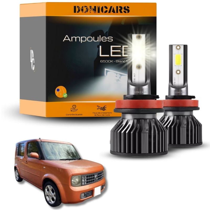 Pack Ampoules LED H7 Nissan Cube II Z11 (2002 à 2008)  - Kit LED Donicars