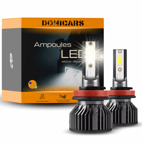 Ampoules LED H7 Blanc pur 6500K (X2) Phares avants 72W Donicars