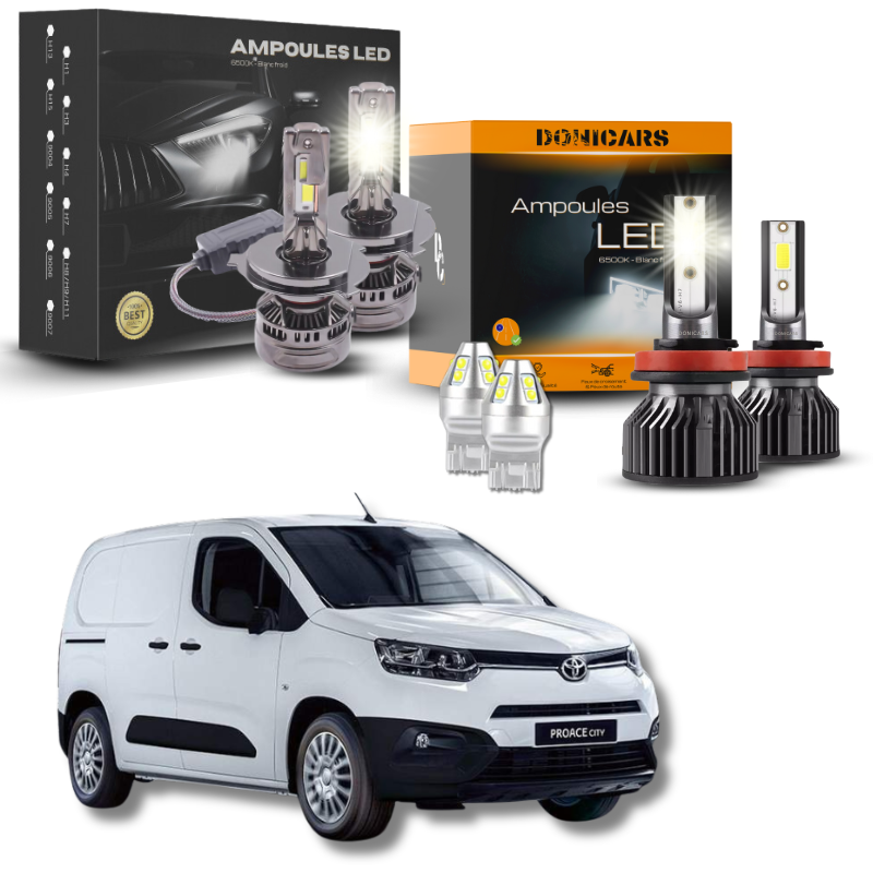 Pack Ampoules LED Complet pour Toyota Proace City (2016 - 2024) - Feux de Croisement, Feux de Route, et Feux de Position Donicars