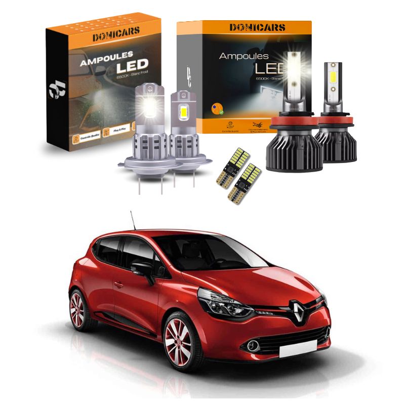 Pack Ampoules LED Complet Renault Clio 4 (2012 à 2019) - Feux de Position, Feux de Croisement + Feux de Route Donicars