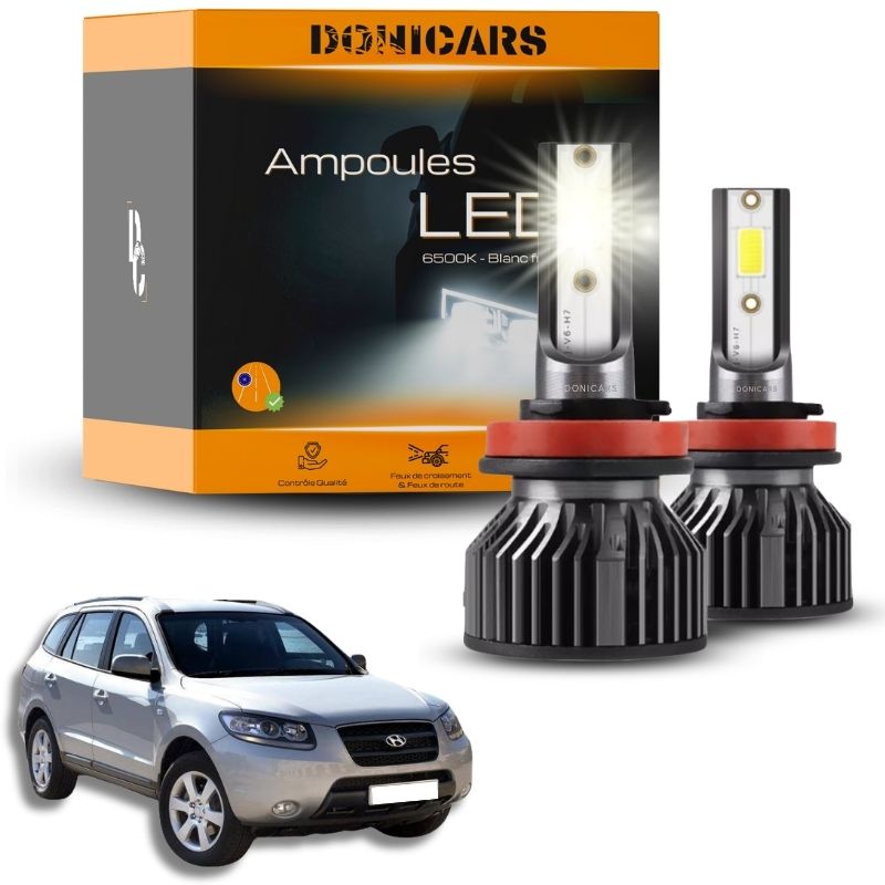 Pack Ampoules LED H7 Hyundai Santa Fe 2 (2006 à 2012) - Kit LED Donicars