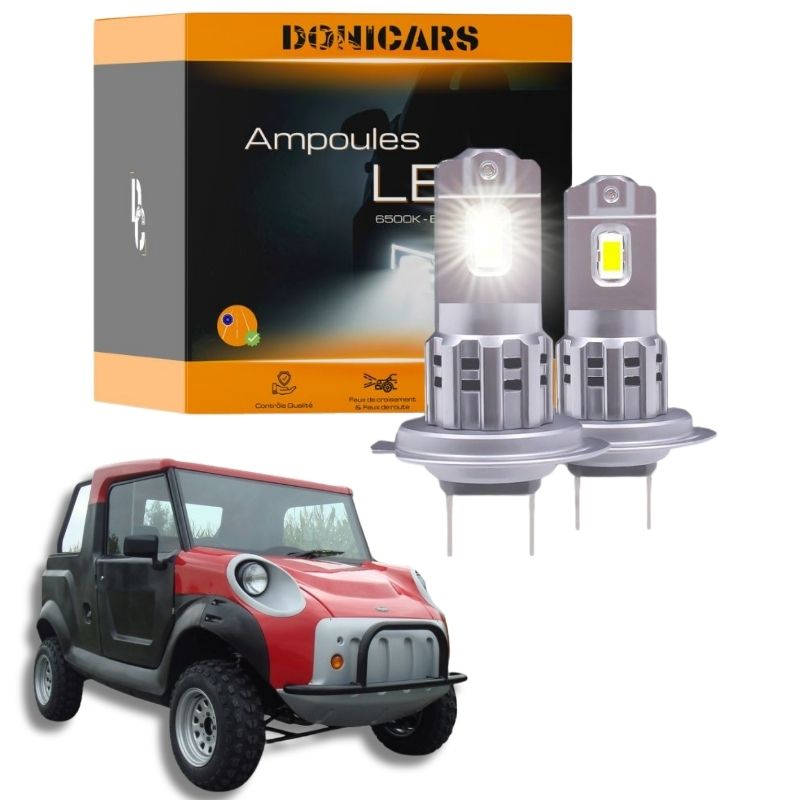 Pack Ampoules LED H7 pour Secma Fun Lander (2008 à 2020) "Type Halogène" 80W - Phares Avants Secma Donicars