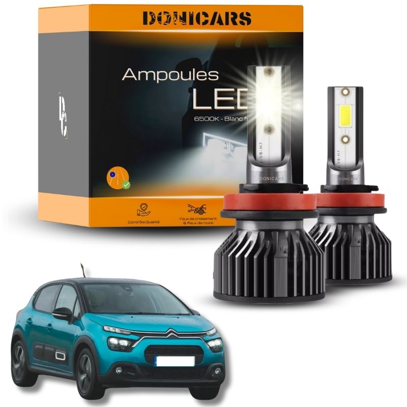 Pack Ampoules LED H7 Citroën C3 3eme génération (2016 à 2020) - Kit LED Donicars