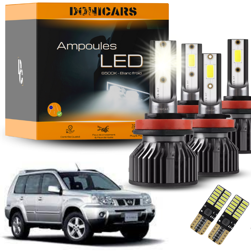 Komplettpaket mit 4 H4-LED-Lampen Nissan X-Trail T30 + Positionslichtern –  Donicars