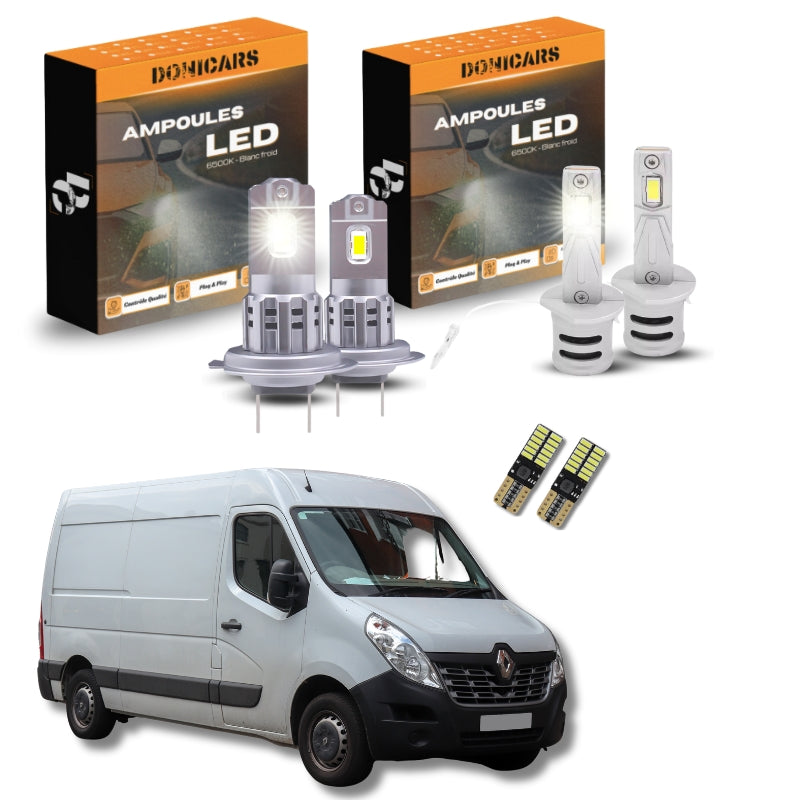 Pakiet żarówek LED H1 Renault Master 3 (2010-2023) - zestaw świateł drogowych LED