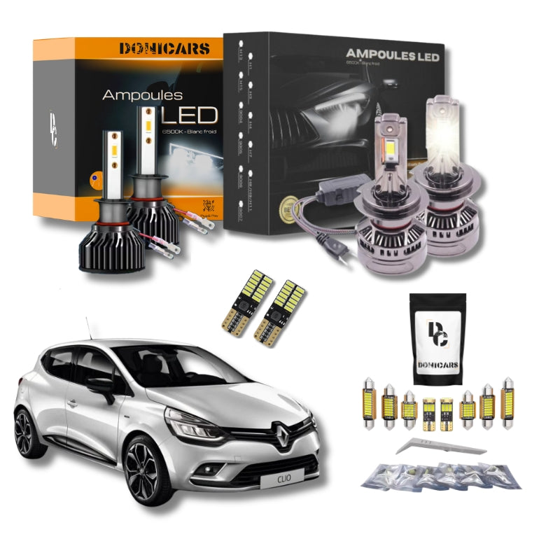 Pack LED Intérieur & Extérieur Renault Clio 4 (2012 à 2019) - Feux de Croisement, Route & Position, Habitacle