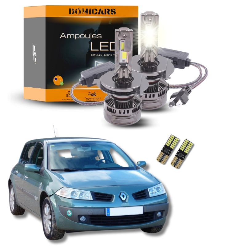 Pack Ampoules LED H4 140W Canbus - Renault Mégane II (2002 - 2009) Complet