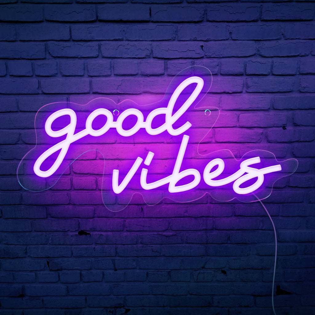 Good Vibes Neon Led Sign Pink Wall Hanging Decor Xmas Gift Birthday Party Wedding Decor Adjustable Neon Lights Decoration Home Donicars