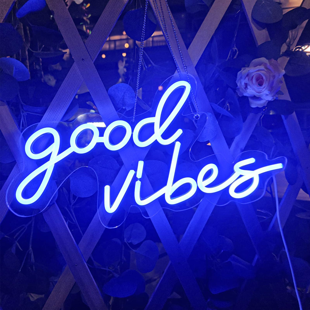 Good Vibes Neon Led Sign Pink Wall Hanging Decor Xmas Gift Birthday Party Wedding Decor Adjustable Neon Lights Decoration Home Donicars