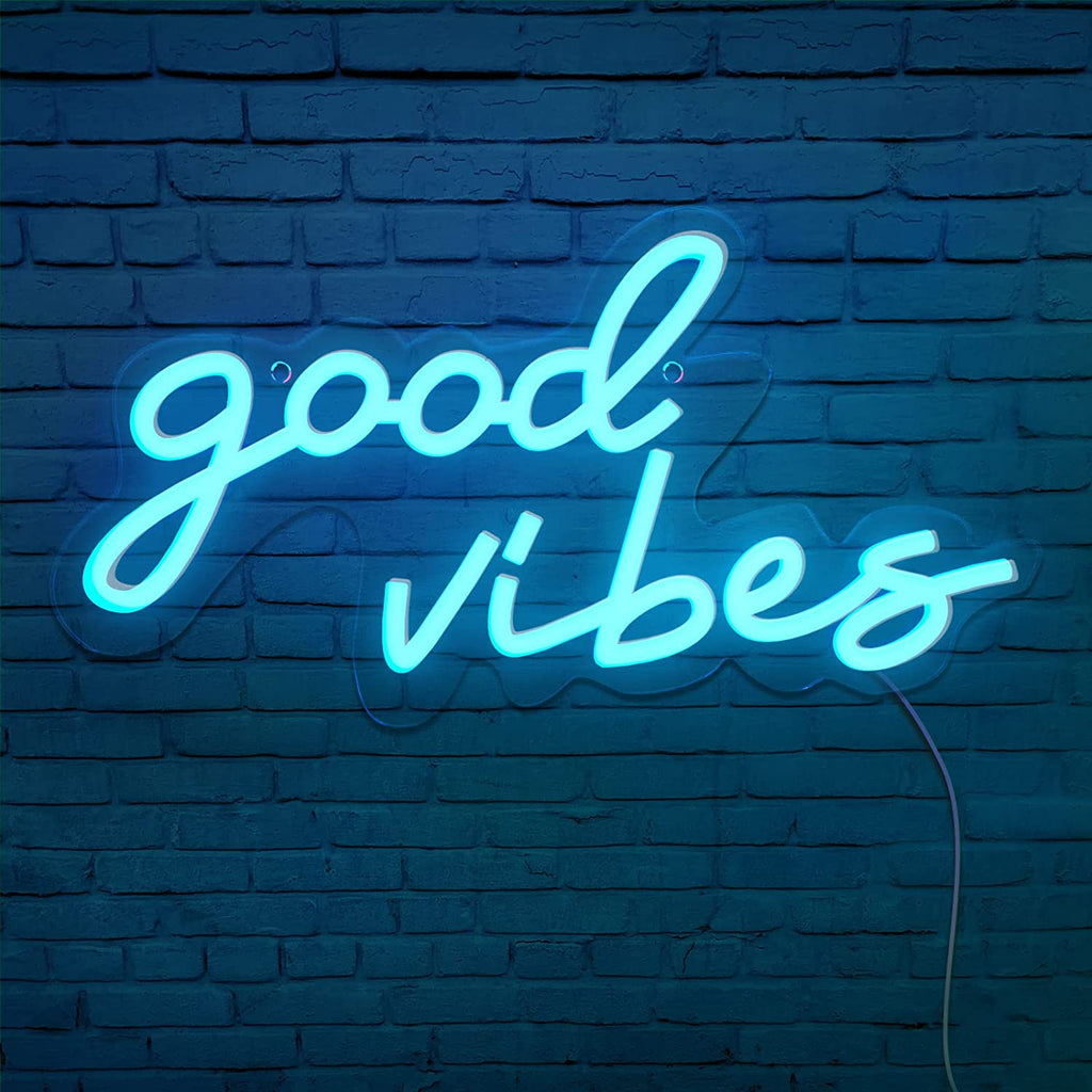 Good Vibes Neon Led Sign Pink Wall Hanging Decor Xmas Gift Birthday Party Wedding Decor Adjustable Neon Lights Decoration Home Donicars