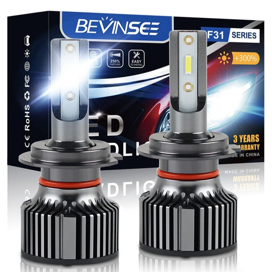 Pack Ampoules LED 9005/HB3 Bevinsee 50W Feux Avants 6500K Donicars